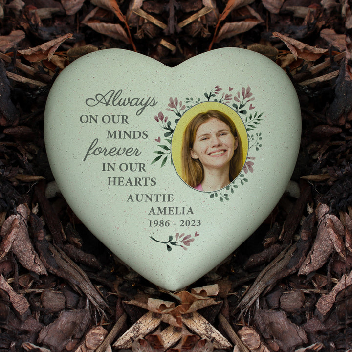 Personalised Floral Photo Upload Memorial Resin Heart - part of the Gifts Finder Personalised Memorials collection