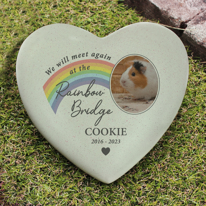 Personalised Pet Rainbow Photo Upload Memorial Resin Heart - part of the Gifts Finder Personalised Memorials collection