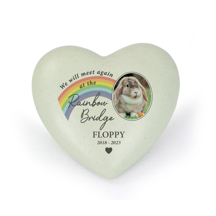 Personalised Pet Rainbow Photo Upload Memorial Resin Heart - part of the Gifts Finder Personalised Memorials collection