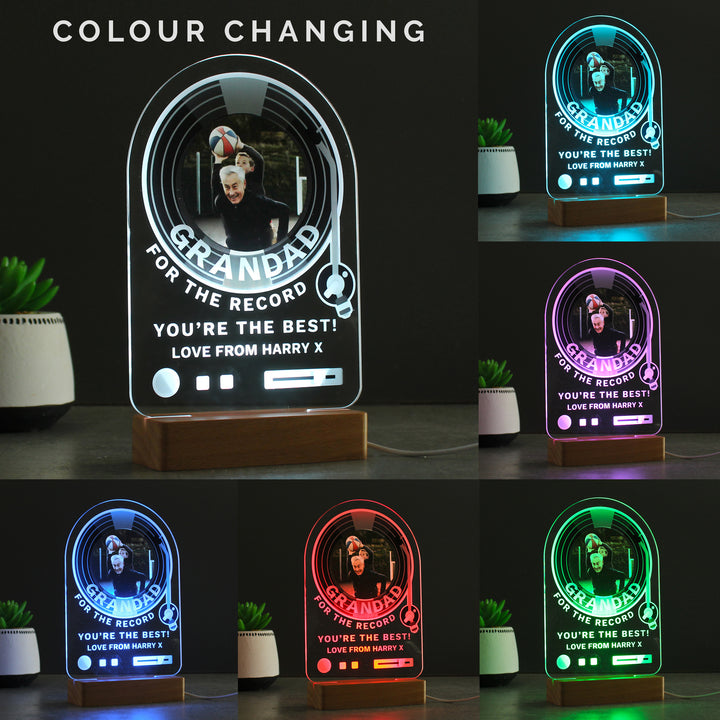 Personalised Record Photo Upload Wooden Based LED Light - Father's Day gift in gift category Personalised LED Lights