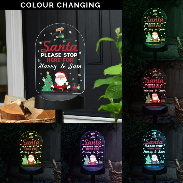 Personalised Santa Stop Here Outdoor Solar Light - part of the Gifts Finder Personalised LED Lights & Candles collection