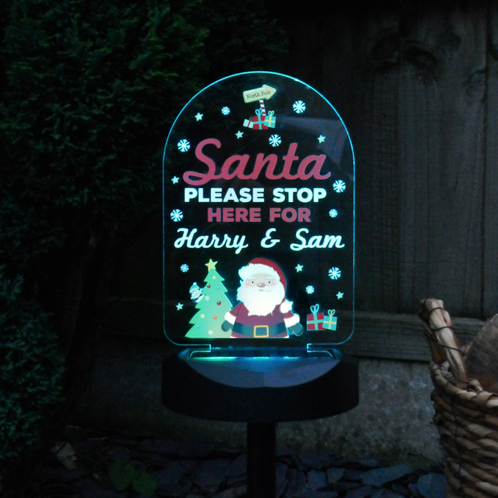 Personalised Santa Stop Here Outdoor Solar Light - part of the Gifts Finder Personalised LED Lights & Candles collection