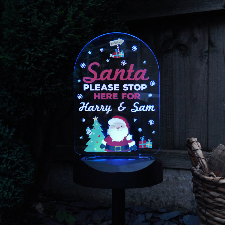 Personalised Santa Stop Here Outdoor Solar Light - part of the Gifts Finder Personalised LED Lights & Candles collection