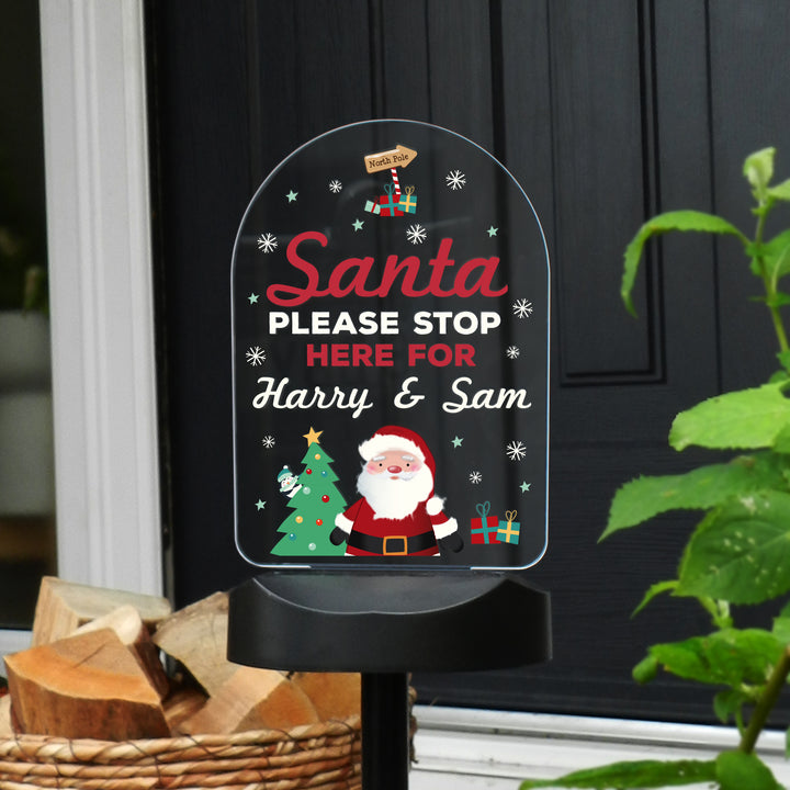 Personalised Santa Stop Here Outdoor Solar Light - part of the Gifts Finder Personalised LED Lights & Candles collection