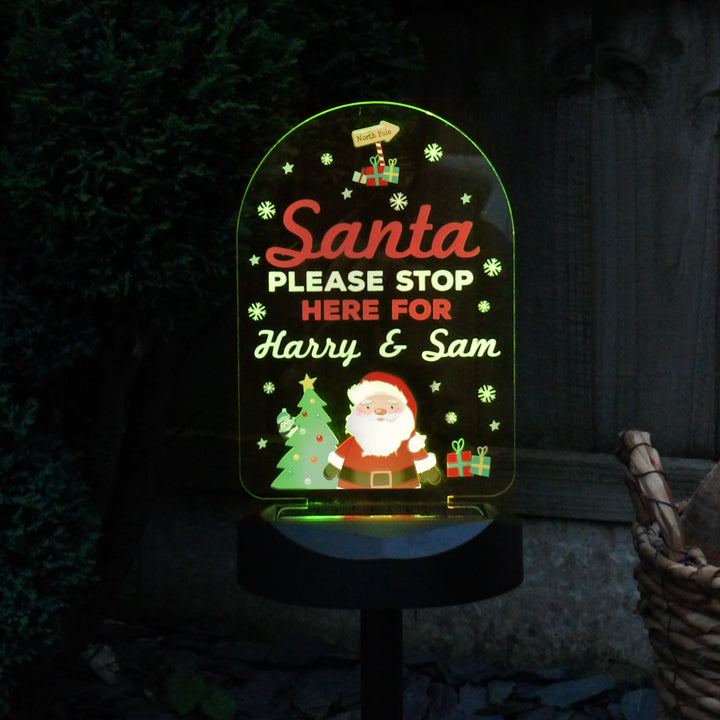 Personalised Santa Stop Here Outdoor Solar Light - part of the Gifts Finder Personalised LED Lights & Candles collection