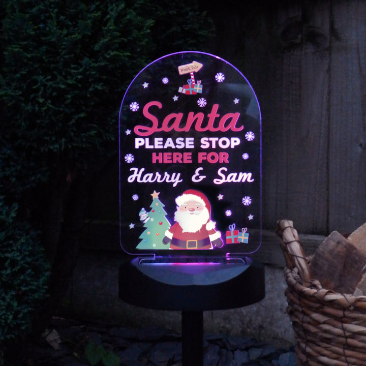 Personalised Santa Stop Here Outdoor Solar Light - part of the Gifts Finder Personalised LED Lights & Candles collection