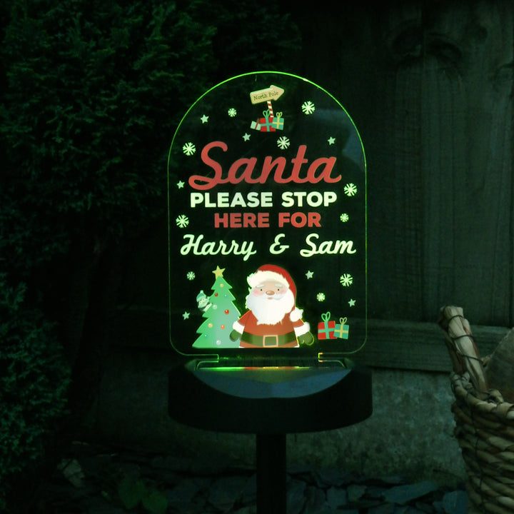 Personalised Santa Stop Here Outdoor Solar Light - part of the Gifts Finder Personalised LED Lights & Candles collection