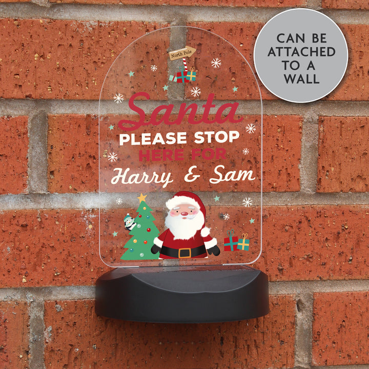 Personalised Santa Stop Here Outdoor Solar Light - part of the Gifts Finder Personalised LED Lights & Candles collection