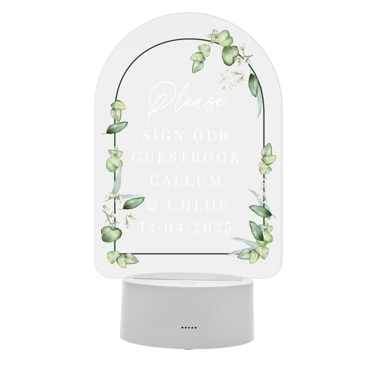 Personalised Botanical Wedding LED Colour Changing Light