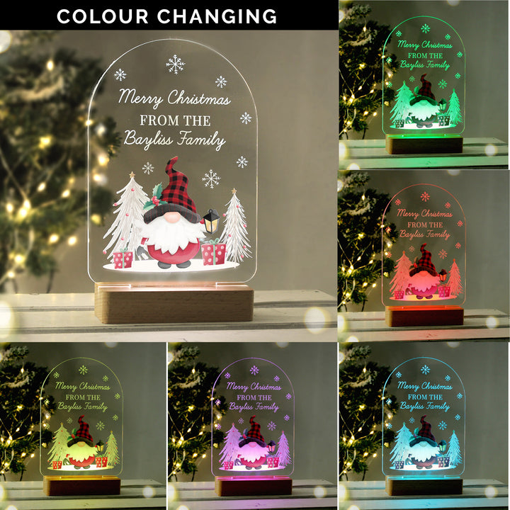 Buy Personalised Gonk Wooden Based LED Christmas Light available now at www.giftsfinder.co.uk