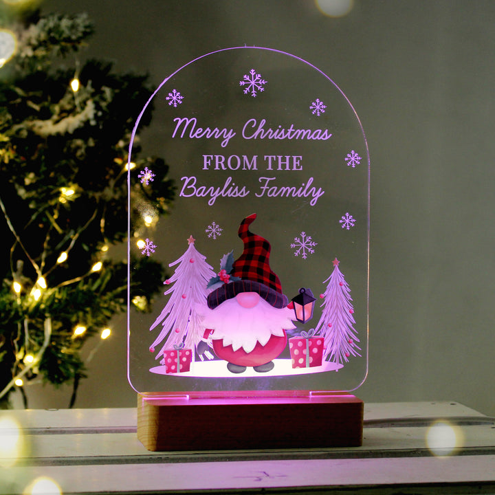 Buy Personalised Gonk Wooden Based LED Christmas Light available now at www.giftsfinder.co.uk