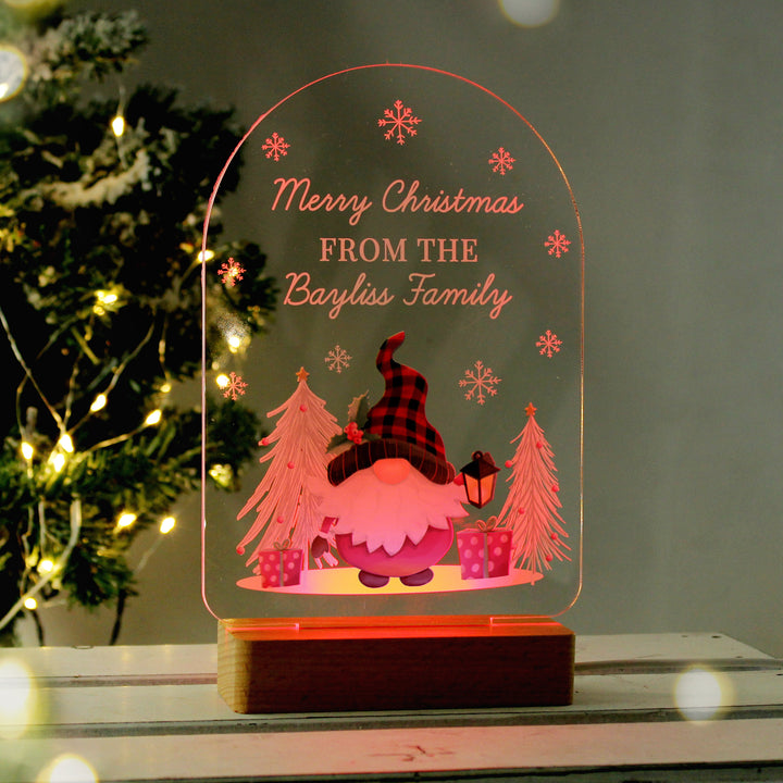 Buy Personalised Gonk Wooden Based LED Christmas Light available now at www.giftsfinder.co.uk