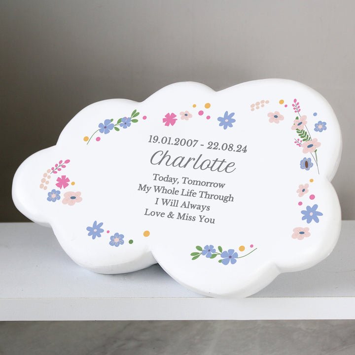 Buy Personalised Floral Resin Memorial Cloud available now at www.giftsfinder.co.uk