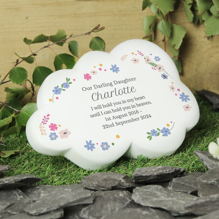 Buy Personalised Floral Resin Memorial Cloud available now at www.giftsfinder.co.uk