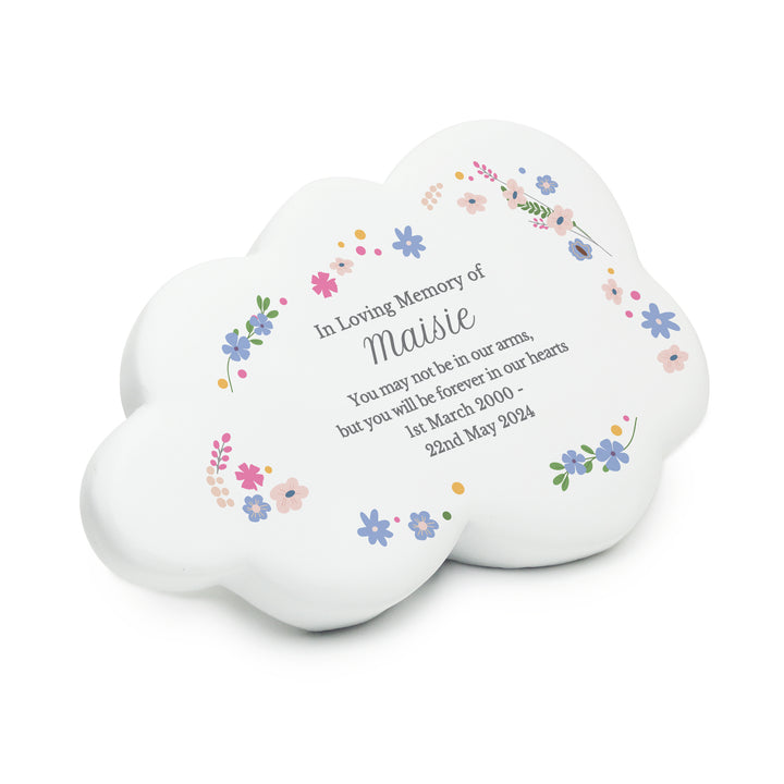 Buy Personalised Floral Resin Memorial Cloud available now at www.giftsfinder.co.uk