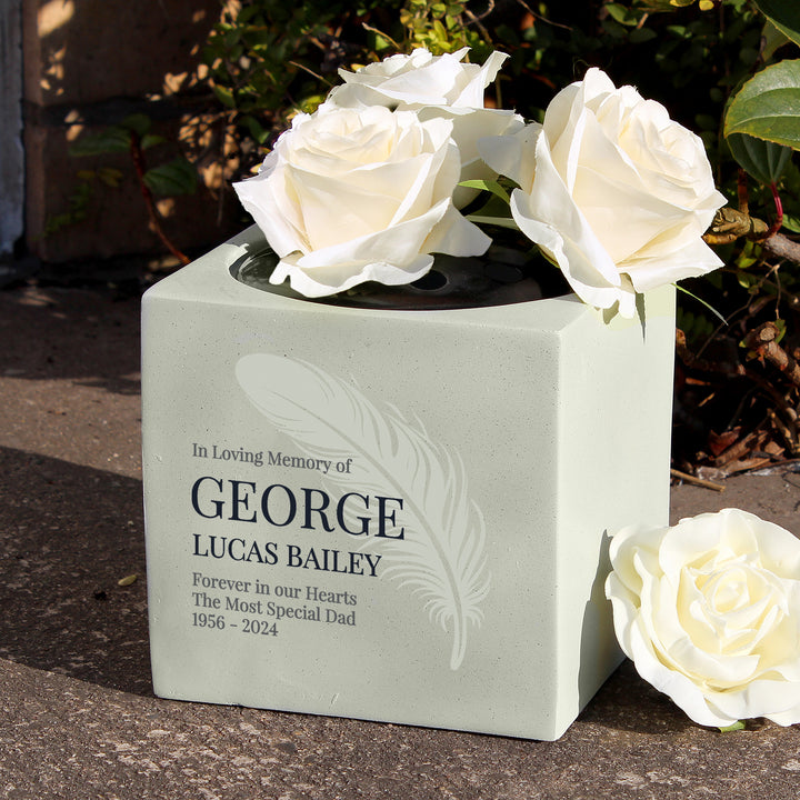 Buy Personalised Feather Memorial Vase available now at www.giftsfinder.co.uk