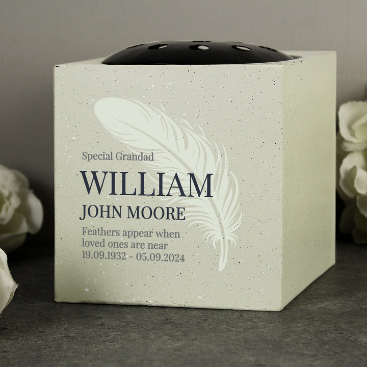 Buy Personalised Feather Memorial Vase available now at www.giftsfinder.co.uk