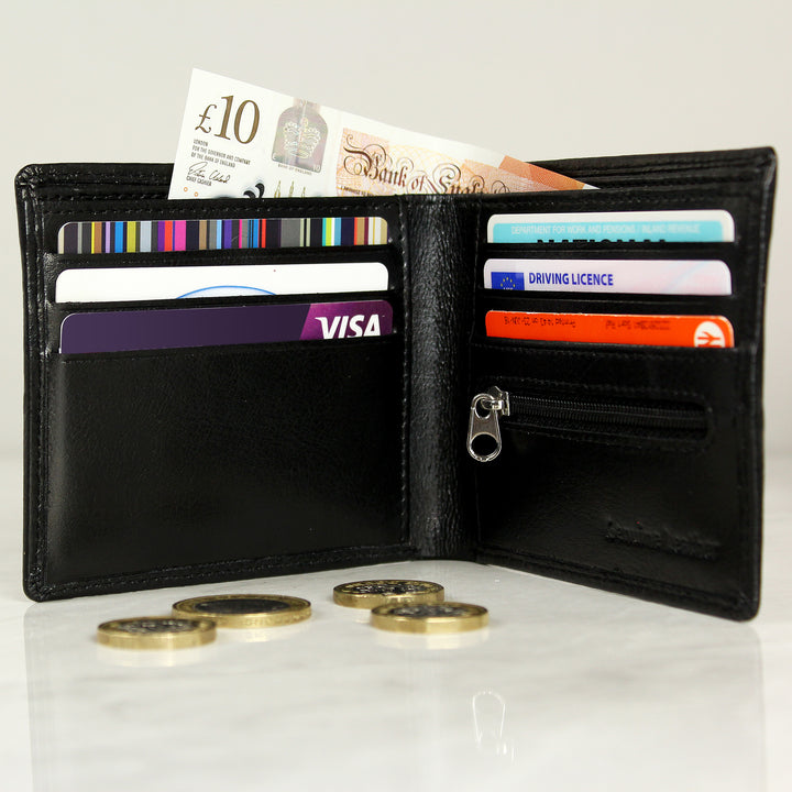 Personalised Message Leather Wallet - part of the Gifts Finder Personalised Mens Wallets collection