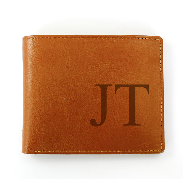 Personalised Big Initials Tan Leather Wallet - part of the Gifts Finder Personalised Mens Wallets collection