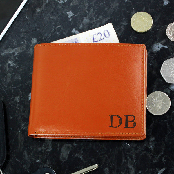 Buy Personalised Initials Tan Leather Wallet available now at www.giftsfinder.co.uk