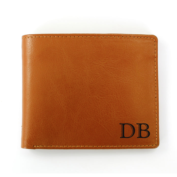 Personalised Initials Tan Leather Wallet - part of the Gifts Finder Personalised Mens Wallets collection