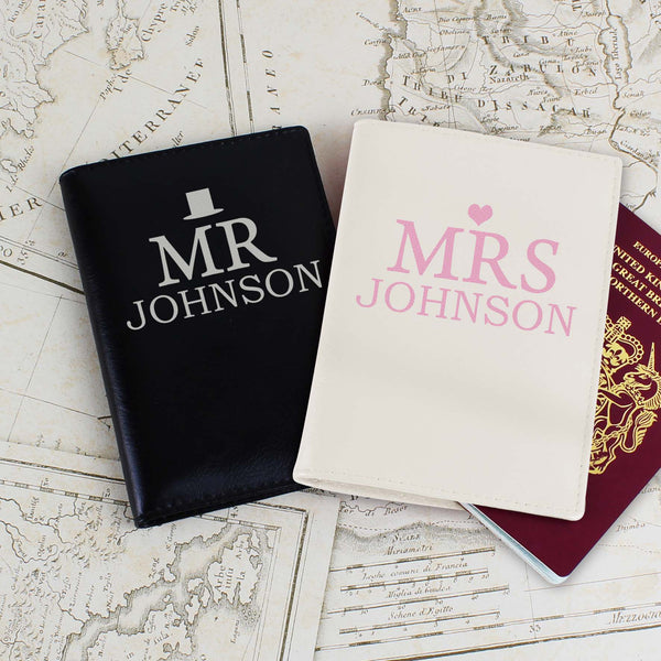 Buy Personalised Mr & Mrs Passport Holders Set at www.giftsfinder.co.uk