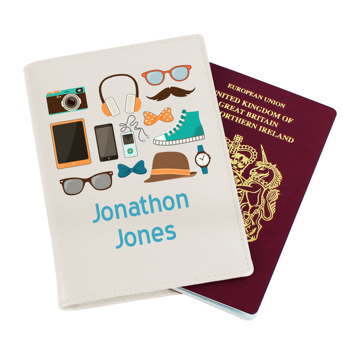 Personalised Male Essentials Cream Passport Holder - part of the Gifts Finder Personalised Passport Holders collection