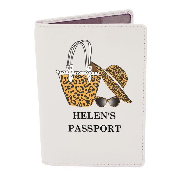 Personalised Leopard Print Cream Passport Holder - part of the Gifts Finder Personalised Passport Holders collection