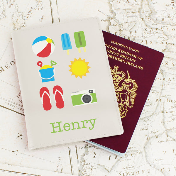 Buy Personalised Bright Travel Cream Passport Holder available now at www.giftsfinder.co.uk