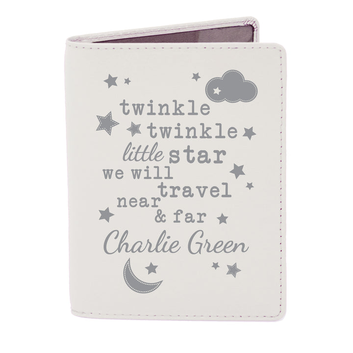 Personalised Twinkle Twinkle Cream Passport Holder - part of the Gifts Finder Personalised Passport Holders collection