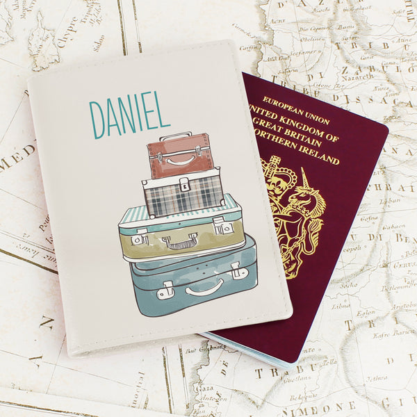 Personalised Suitcases Cream Passport Holder in gift category Personalised Passport Holders