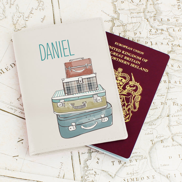 Personalised Suitcases Cream Passport Holder - part of the Gifts Finder Personalised Passport Holders collection