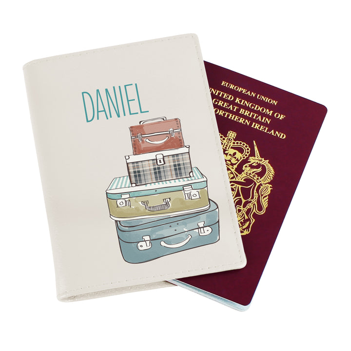 Personalised Suitcases Cream Passport Holder - part of the Gifts Finder Personalised Passport Holders collection