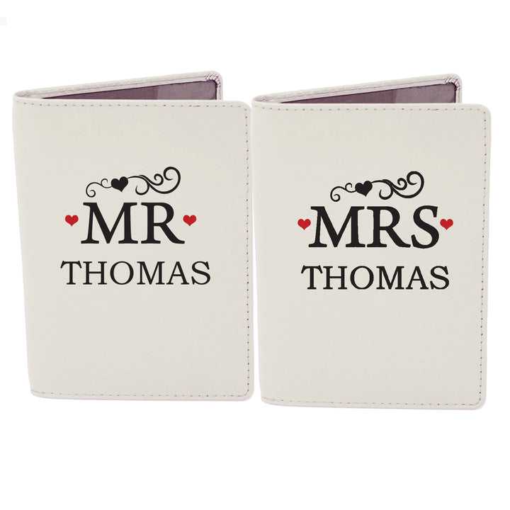 Personalised Mr & Mrs Cream Passport Holders - part of the Gifts Finder Personalised Wedding Gifts collection