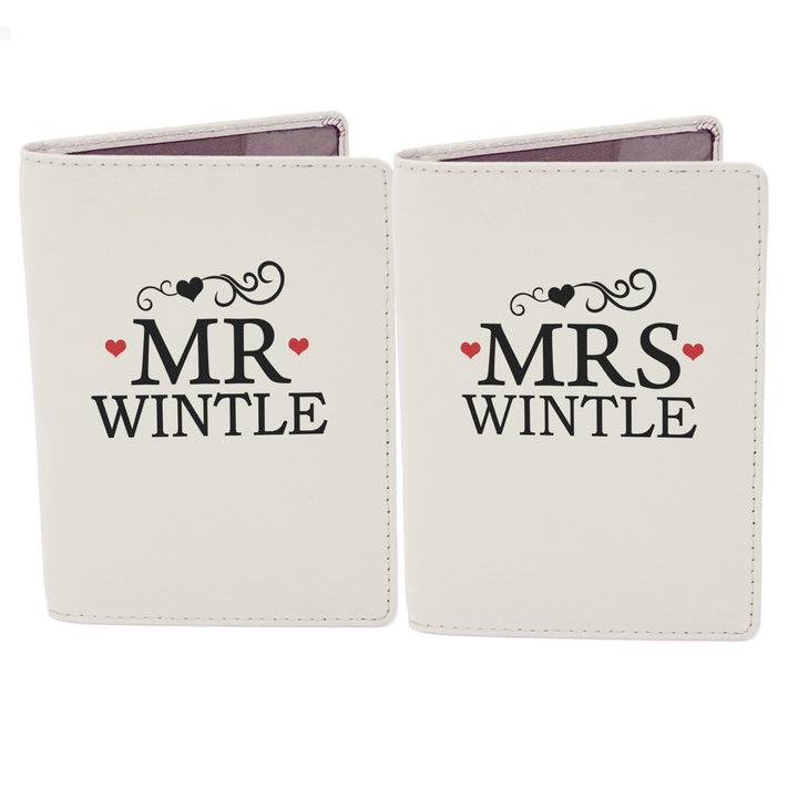 Personalised Mr & Mrs Cream Passport Holders - part of the Gifts Finder Personalised Wedding Gifts collection