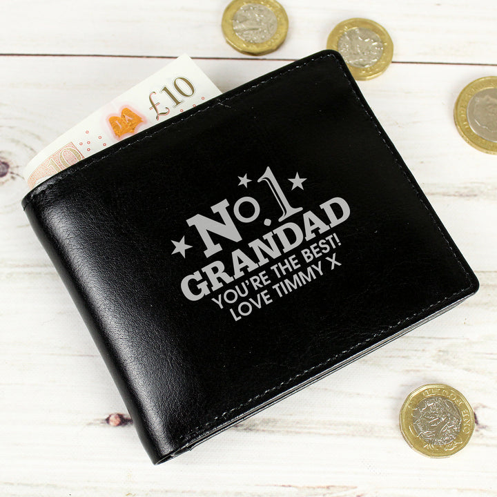 Buy Personalised No.1 Leather Wallet at www.giftsfinder.co.uk