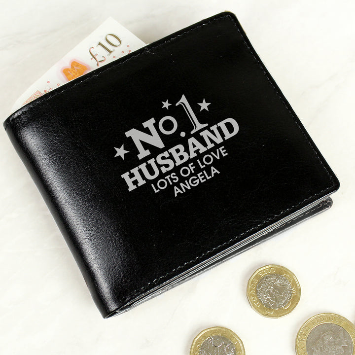 Buy Personalised No.1 Leather Wallet at www.giftsfinder.co.uk