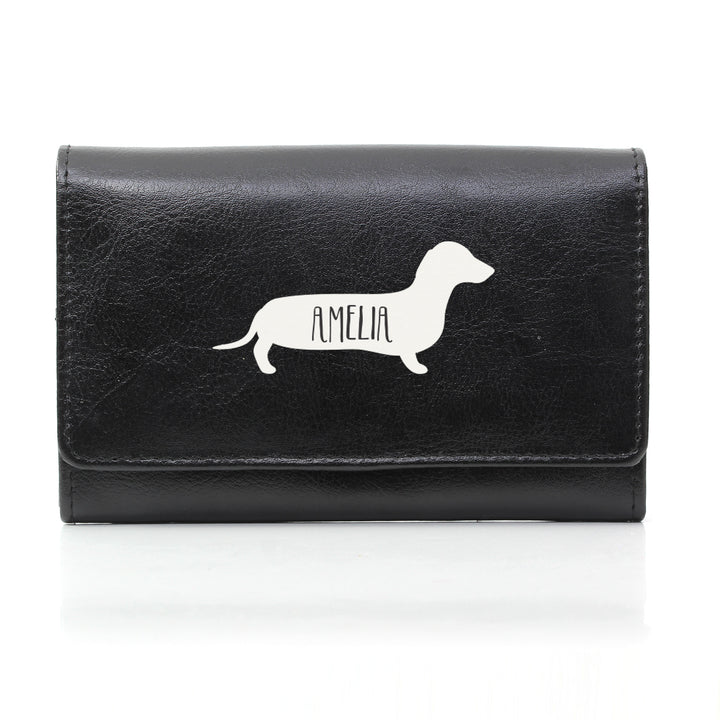 Buy Personalised Sausage Dog Black Purse at www.giftsfinder.co.uk