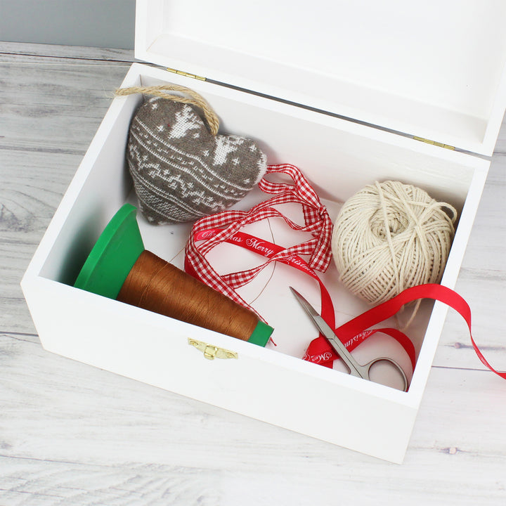 Buy Personalised Sewing Kit White Wooden Keepsake Box at www.giftsfinder.co.uk