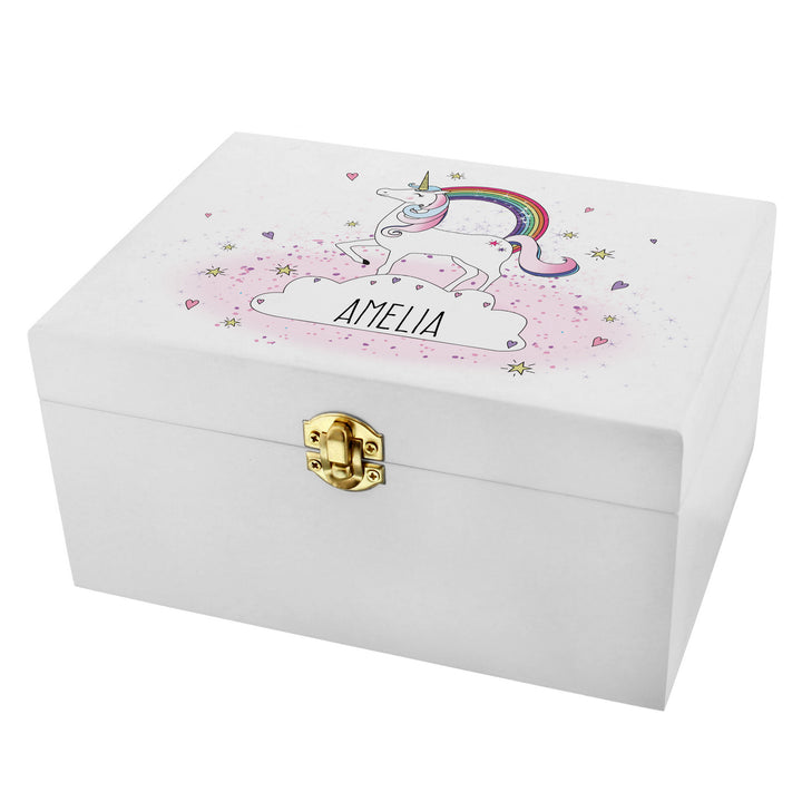 Personalised Unicorn White Wooden Keepsake Box - part of the Gifts Finder Personalised Ornaments & Keepsakes collection