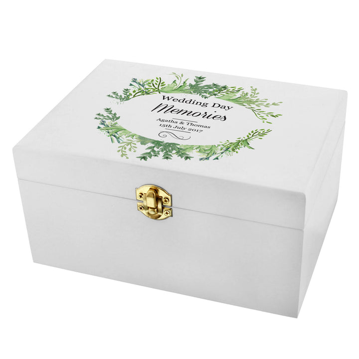 Buy Personalised Fresh Botanical White Wooden Keepsake Box at www.giftsfinder.co.uk