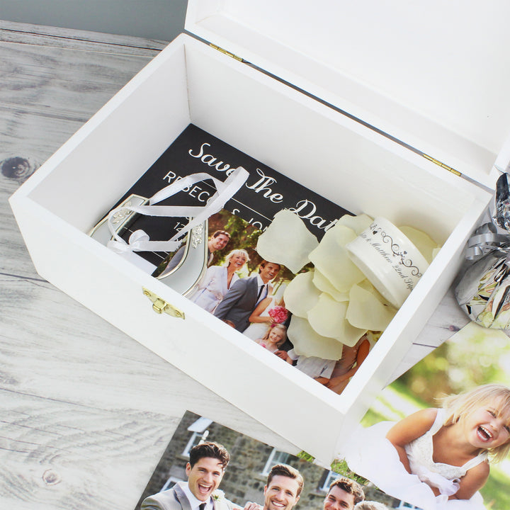 Buy Personalised Fresh Botanical White Wooden Keepsake Box at www.giftsfinder.co.uk