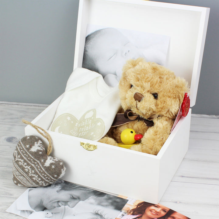 Personalised Rustic Heart White Wooden Keepsake Box - part of the Gifts Finder Personalised Ornaments & Keepsakes collection