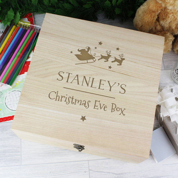 Buy Personalised Large Wooden Christmas Eve Box at www.giftsfinder.co.uk