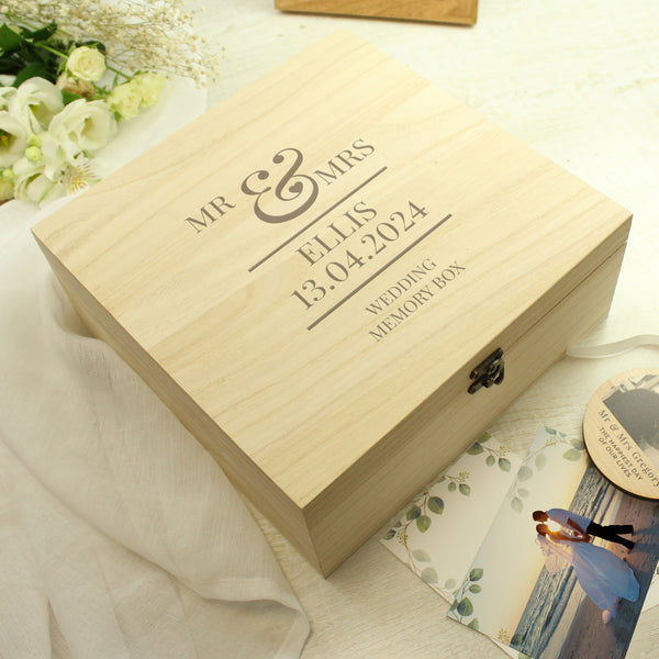 Buy Personalised Mr & Mrs Large Wooden Keepsake Box at www.giftsfinder.co.uk