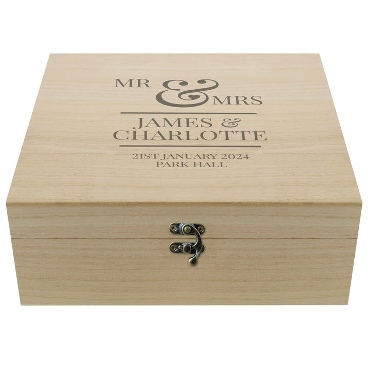 Personalised Mr & Mrs Large Wooden Keepsake Box - part of the Gifts Finder Personalised Ornaments & Keepsakes collection