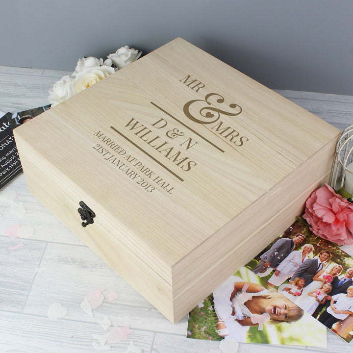 Personalised Mr & Mrs Large Wooden Keepsake Box - part of the Gifts Finder Personalised Ornaments & Keepsakes collection