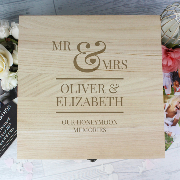 Personalised Mr & Mrs Large Wooden Keepsake Box - part of the Gifts Finder Personalised Ornaments & Keepsakes collection