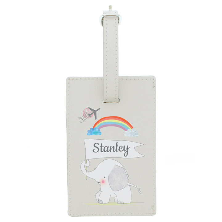 Buy Personalised Hessian Elephant Cream Luggage Tag at www.giftsfinder.co.uk