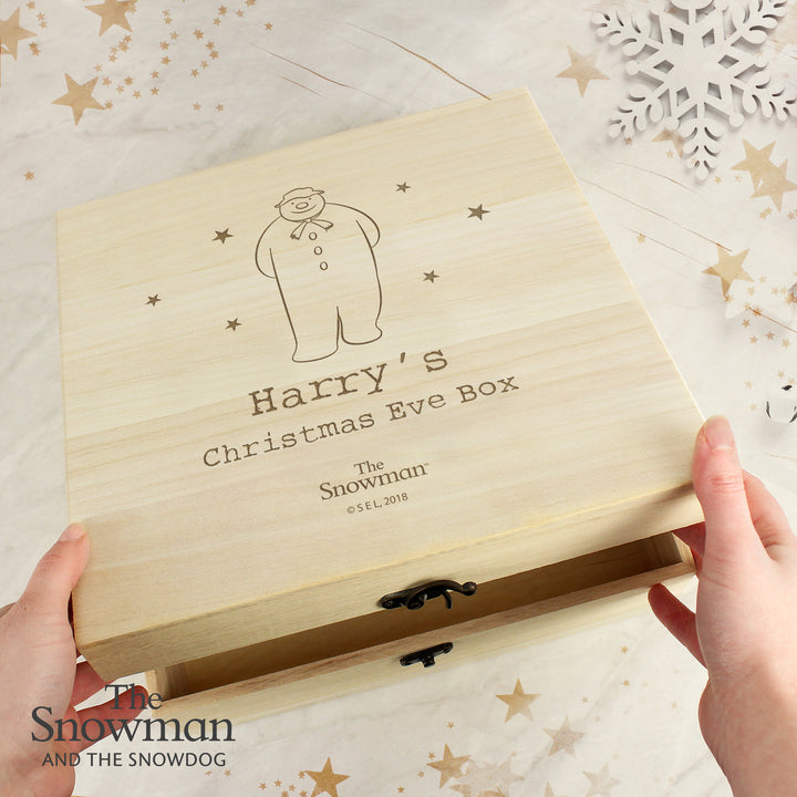 Buy Personalised The Snowman Large Wooden Christmas Eve Box at www.giftsfinder.co.uk